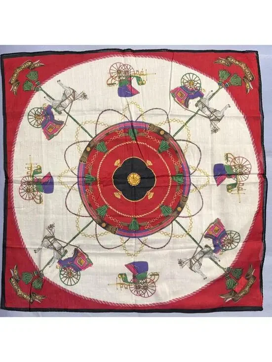 #Celine authentic with original sticker attached red scarf horse carriage design - Picture 2 of 2